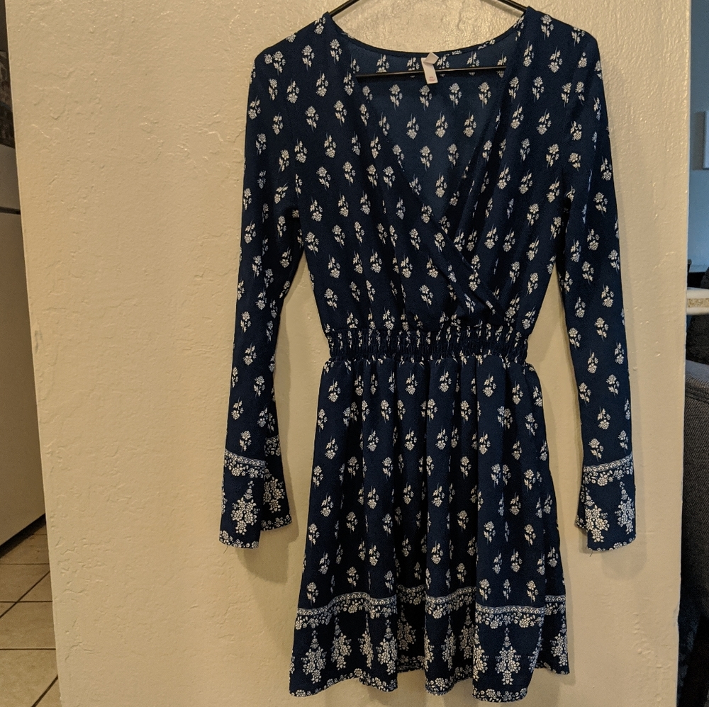 Navy Blue Long Sleeve Dress